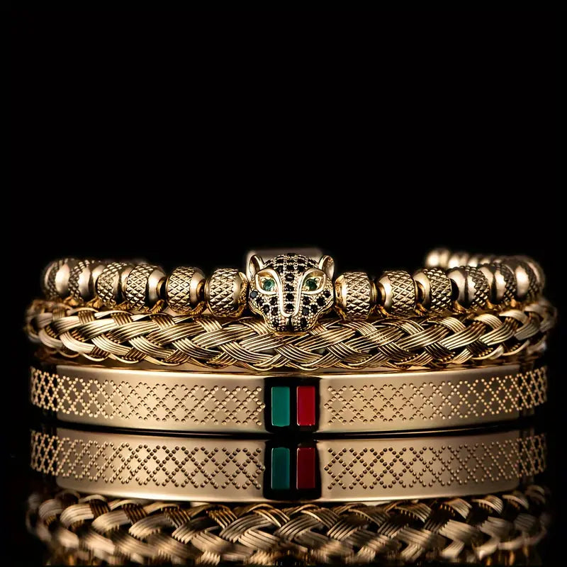 Luxurious Leopard Print Handbraided Leather Bracelet