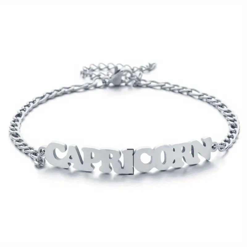 Stainless Steel Zodiac Letter Pendant Bracelet