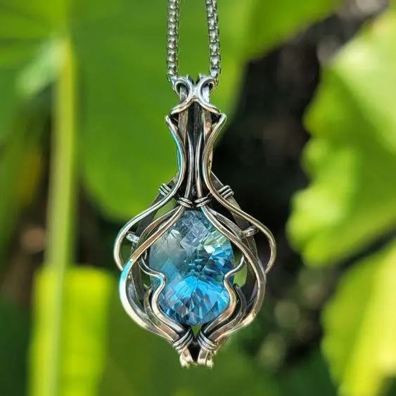 1+1 Offer: Blue Vintage Necklace in Silver