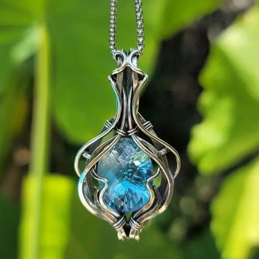 1+1 Offer: Blue Vintage Necklace in Silver