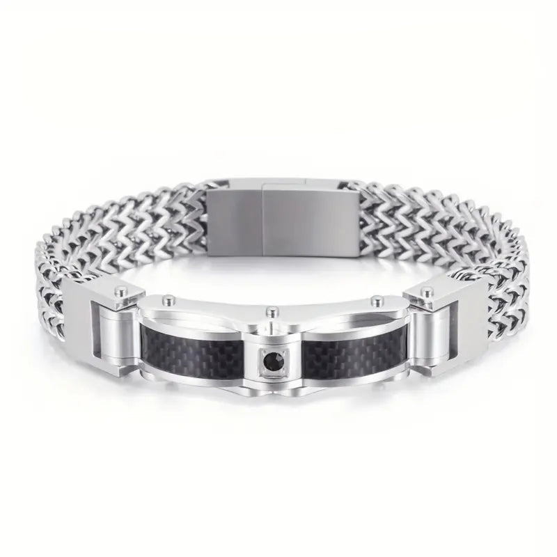 Premium Titanium Steel Bracelet With Gemstone Inlay