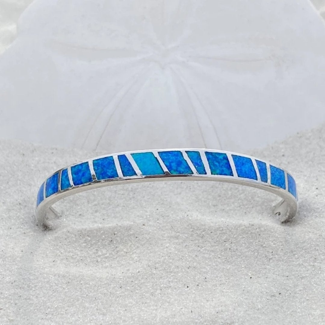 1+1 Offer: Blue and Silver Opal Bracelet