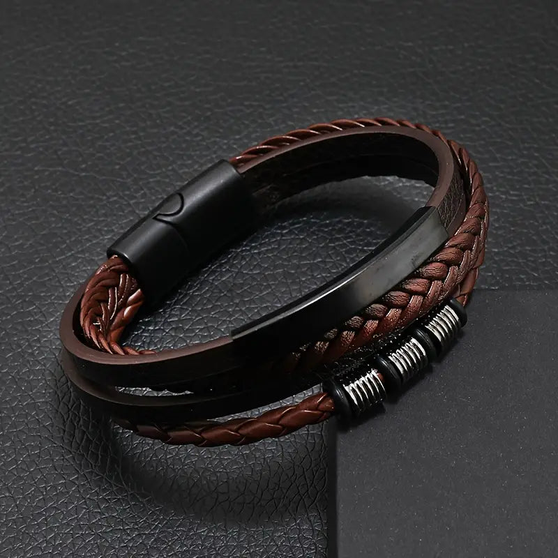 Luxurious Vintage Beaded PU Bracelet Magnetic Buckle
