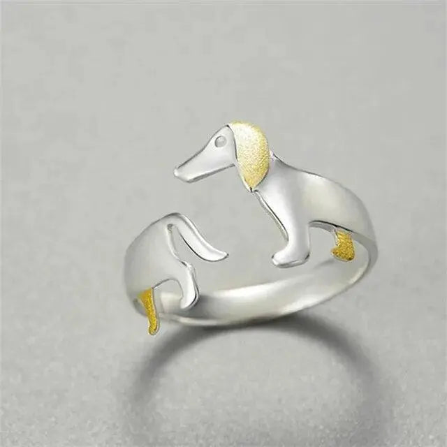 1+1 Offer: Silver Dachshund Ring