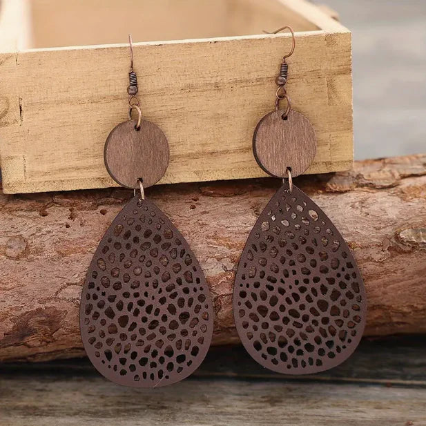 Vintage leather dangle earrings