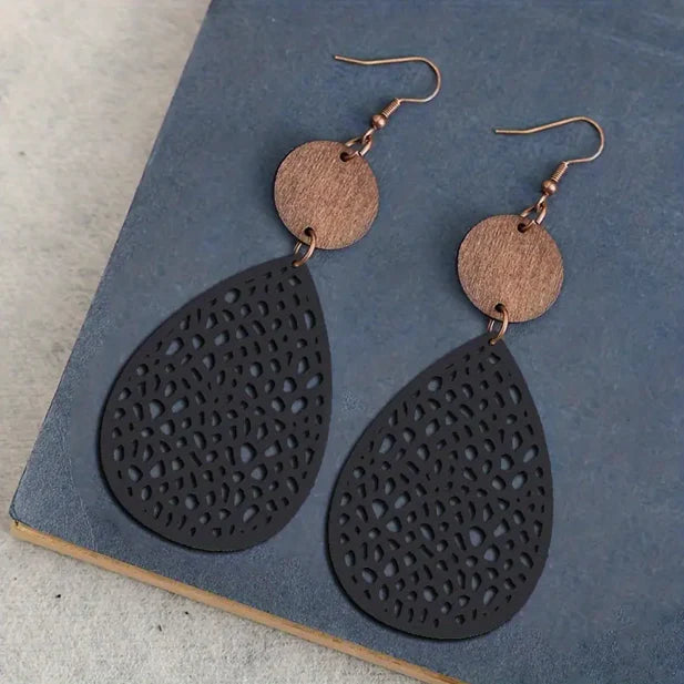 Vintage leather dangle earrings
