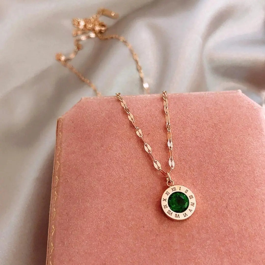 1+1 Offer: Time Necklace with Emerald in Gold