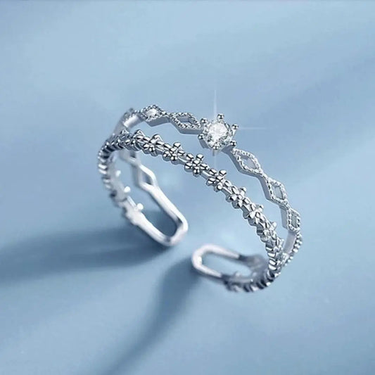 1+1 Offer: Adjustable Elegant Zirconia Ring made of Silver