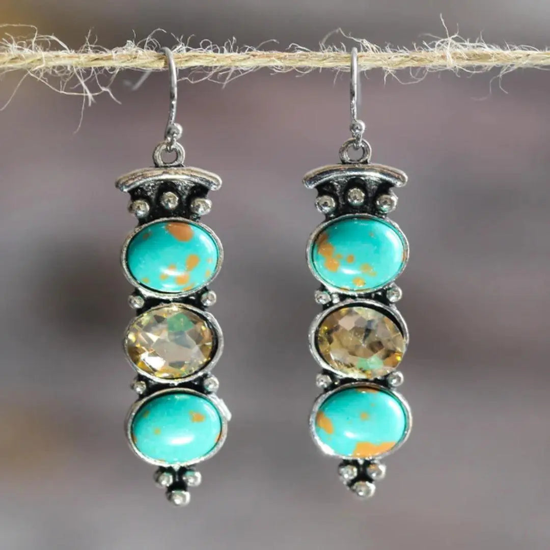 1+1 Offer: Vintage Natural Turquoise Dropped Earrings