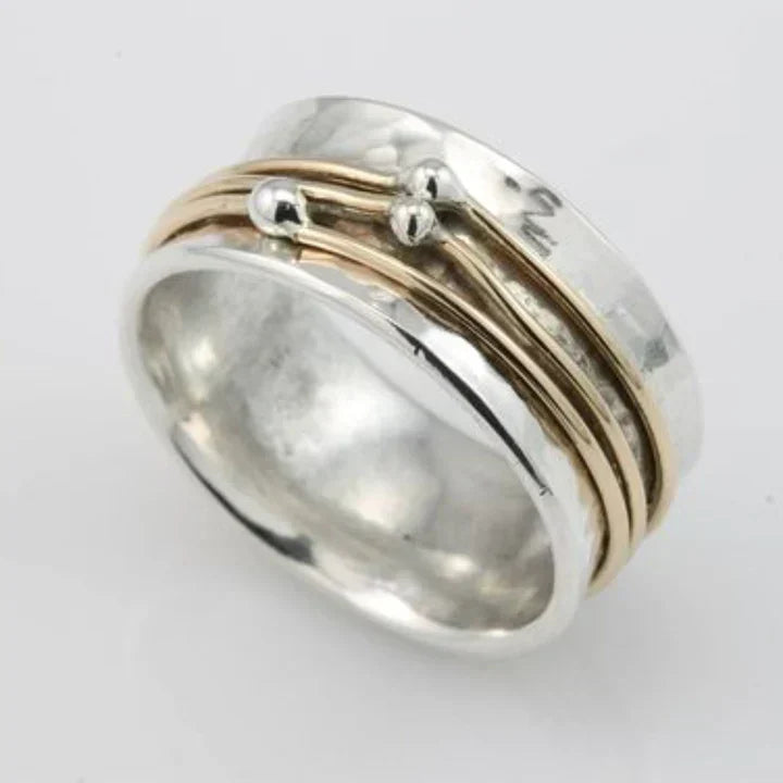 1+1 Offer: Layered silver ring with gold elements