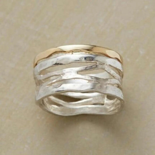 1+1 Offer: Vintage Gold & Silver Hollow Ring
