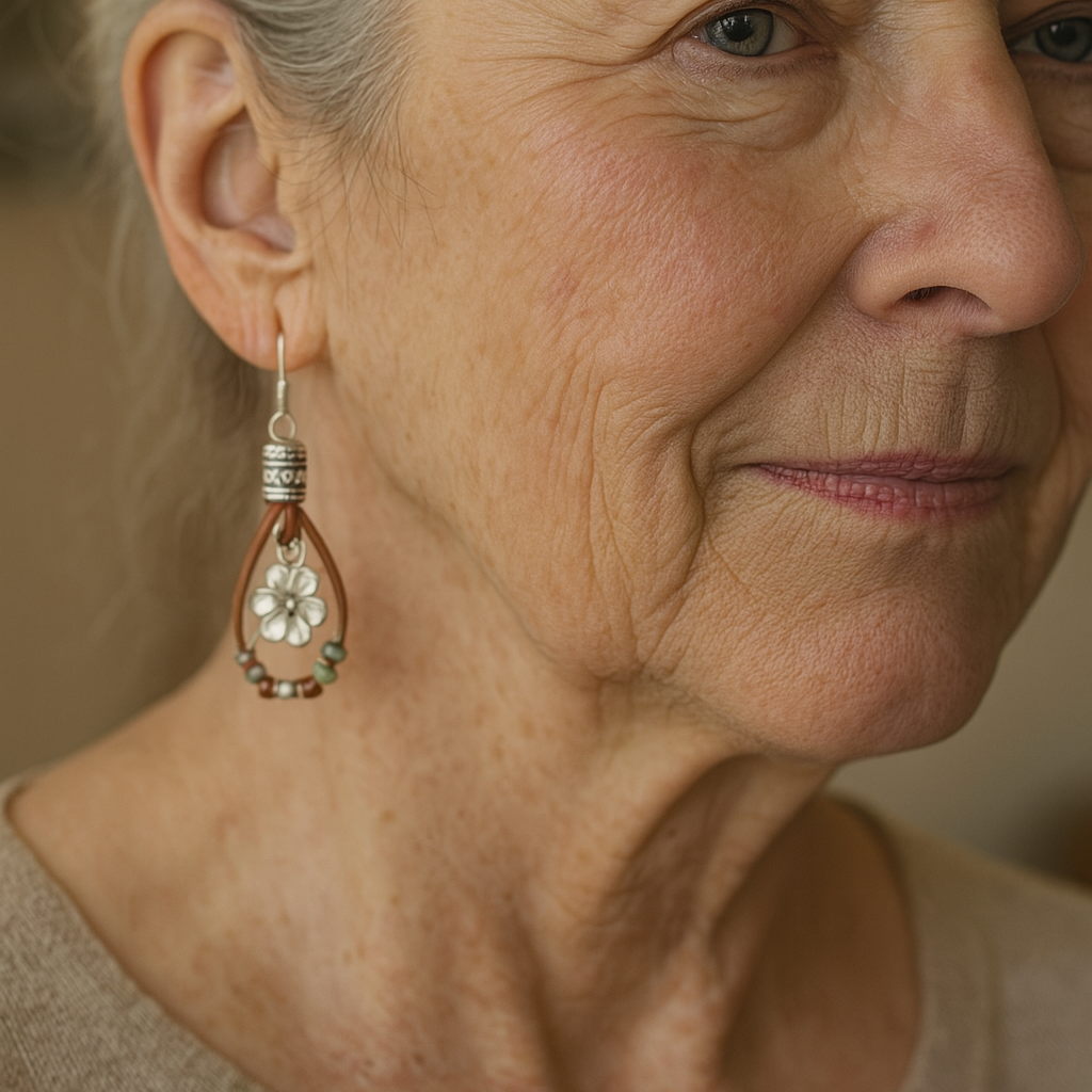 1+1 Offer: Vintage Floral Leather Earrings