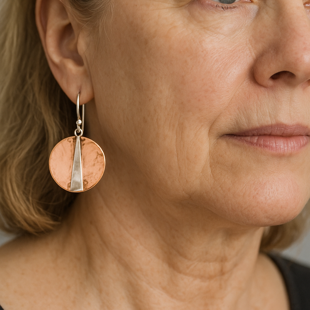 1+1 Offer: Vintage rose silver round brilliant earrings