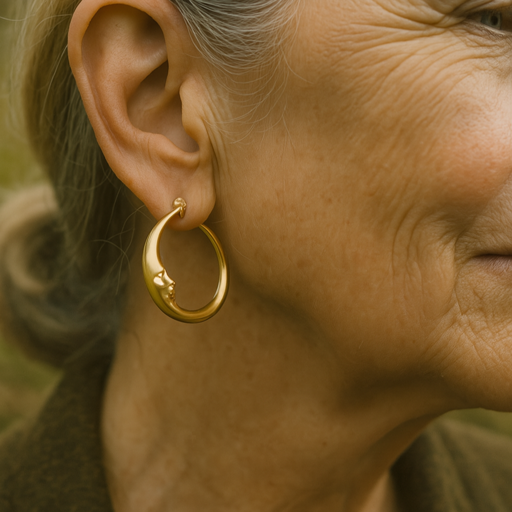 1+1 Offer: Vintage Moon Earrings in Gold