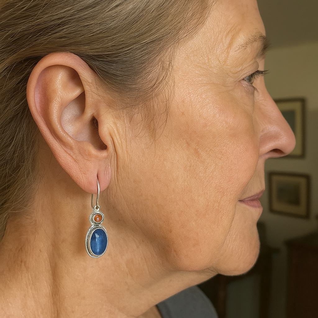 1+1 Offer: Blue and orange vintage earrings