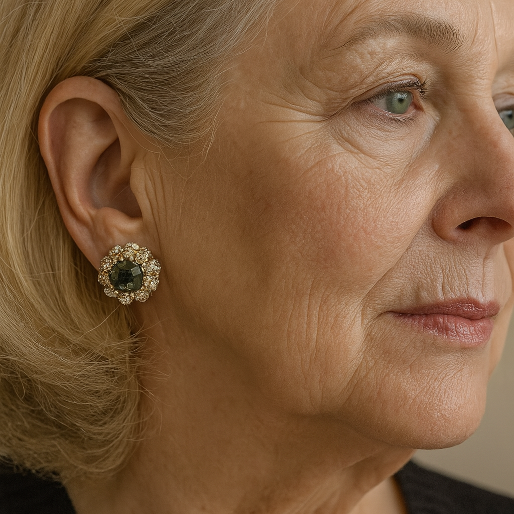 1+1 Offer: Green shiny round vintage earrings