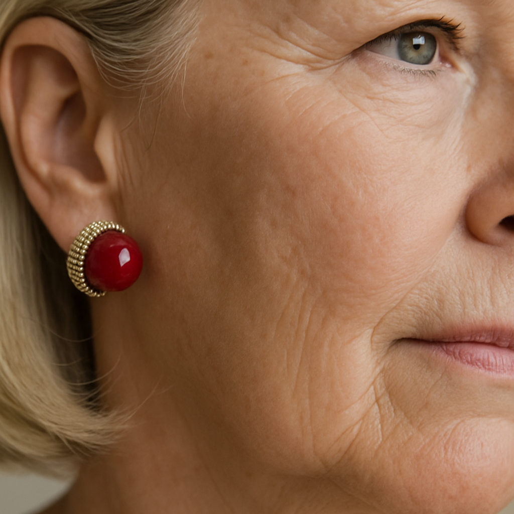 Red Hazelnut with Pearls Earrings