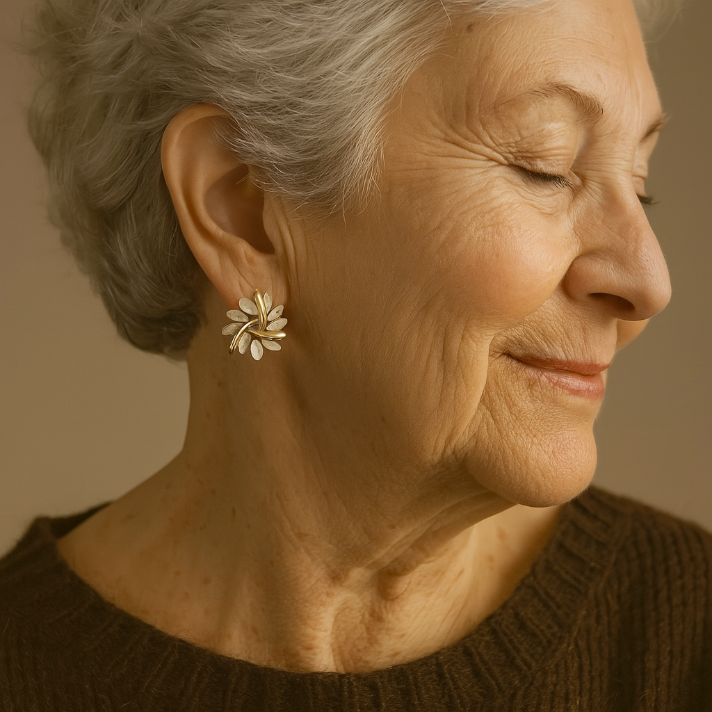 1+1 Offer: Elegant and exquisite opal petal circle stud earrings in gold