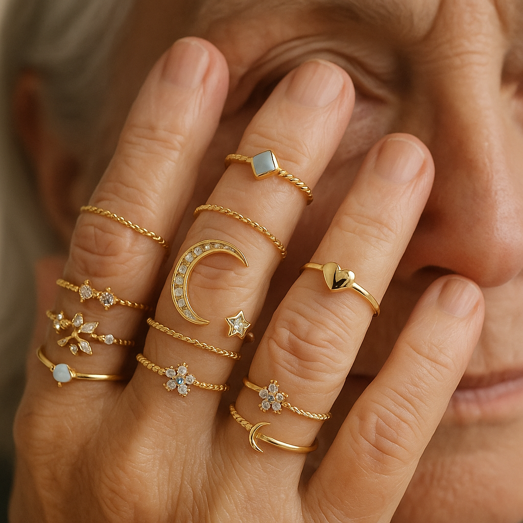 1+1 Offer: 10-Pack Bohemian Silver and Gold-Plated Rings