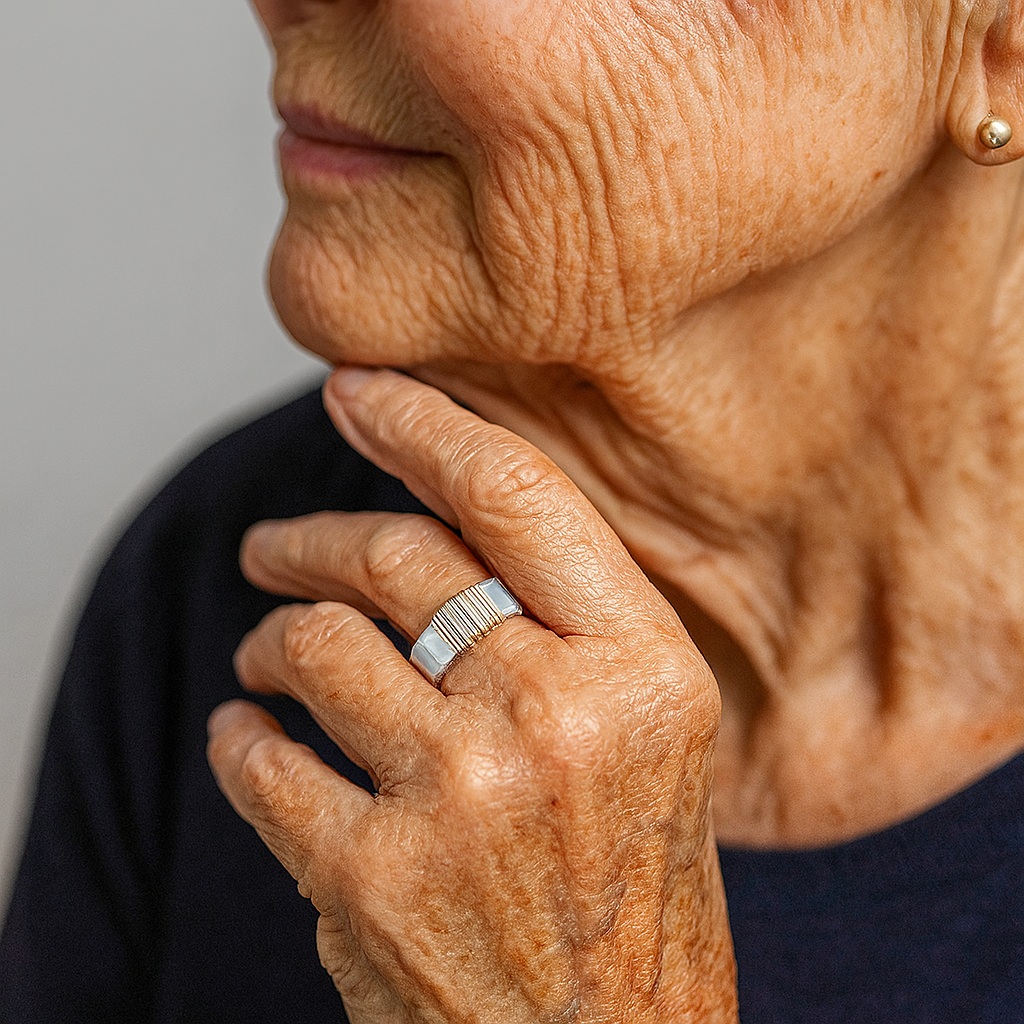 1+1 Offer: Vintage Golden Threads Silver Ring