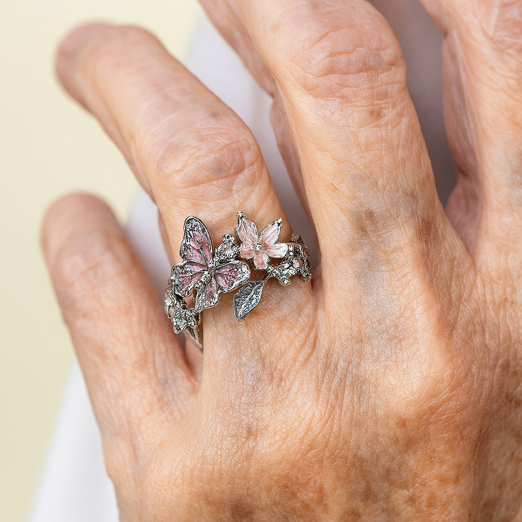 Fashion delicate gold color flower butterfly rings for women party accessories gifts custom jewelry