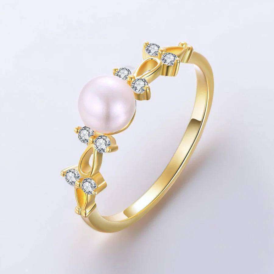 Freshwater Pearl Zircon Ring