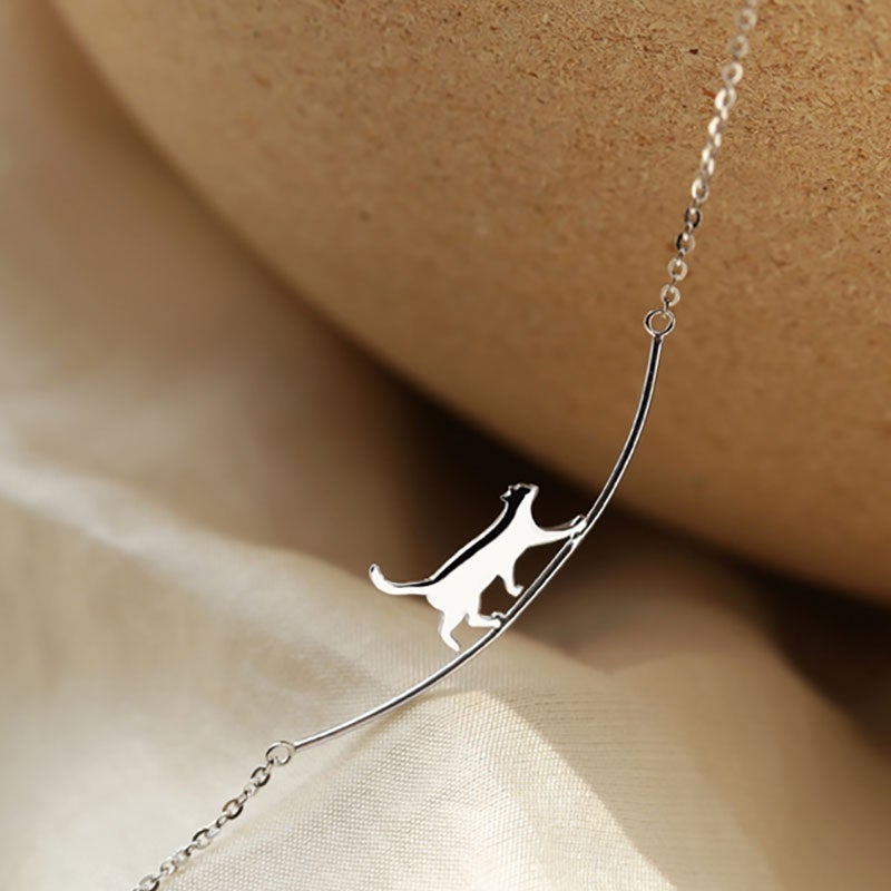 1+1 Offer: Climbing Cat Necklace in Silver