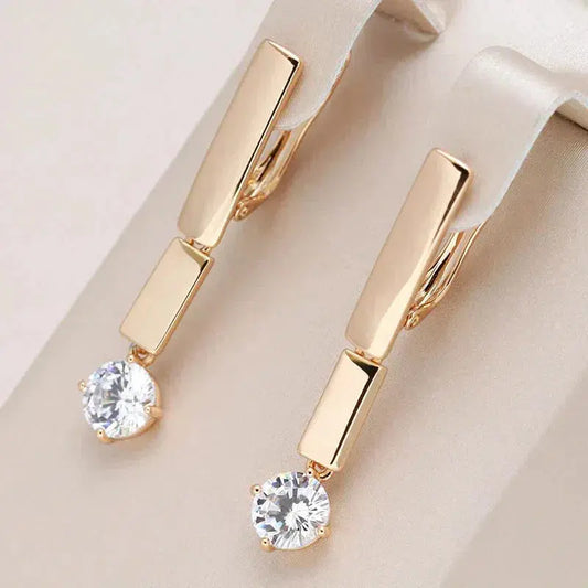 1+1 Offer: Earrings with Zirconia in Elegant Gold