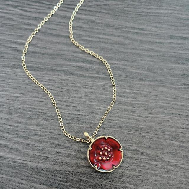 1+1 Offer: Red Vintage Necklace in Gold