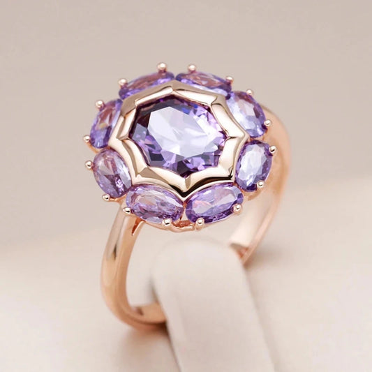 1+1 Offer: Ring with rounded violet crystal