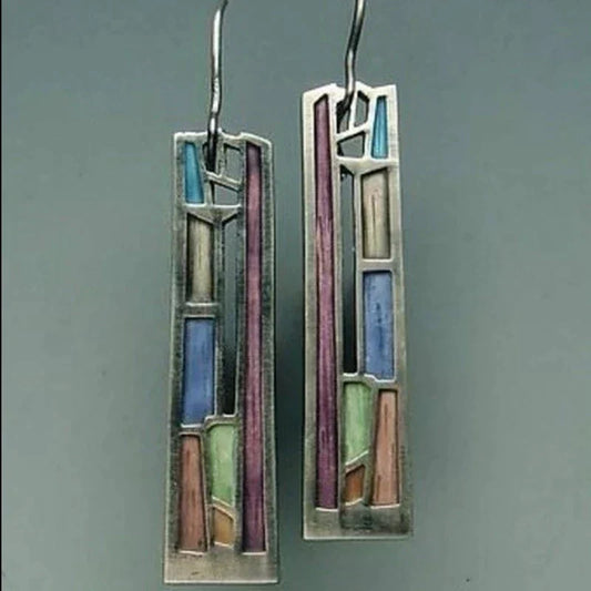 1+1 Offer: Vintage Colorful Silver Earrings