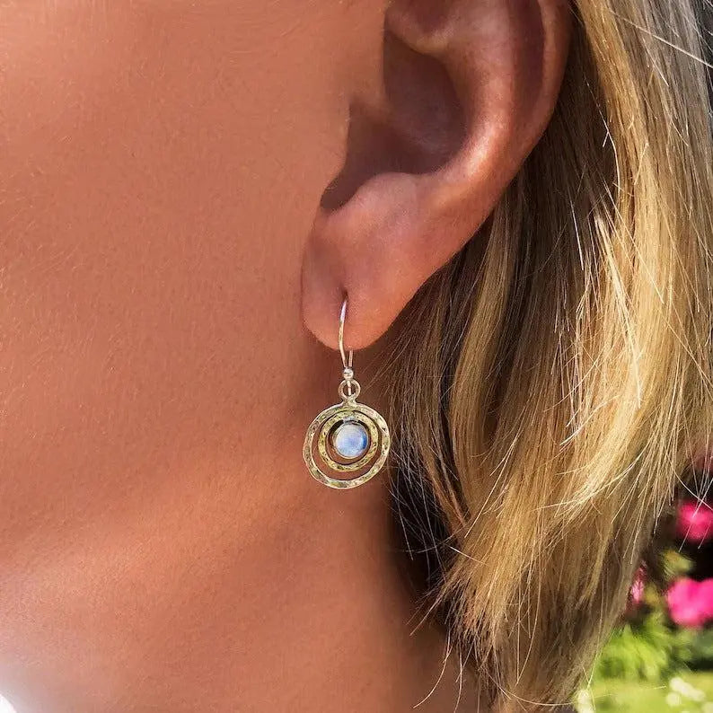 1+1 Offer: Boho Saturn with Turquoise Opal Earrings