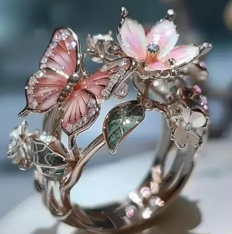 1+1 Offer: Fashion delicate gold color flower butterfly rings for women party accessories gifts custom jewelry