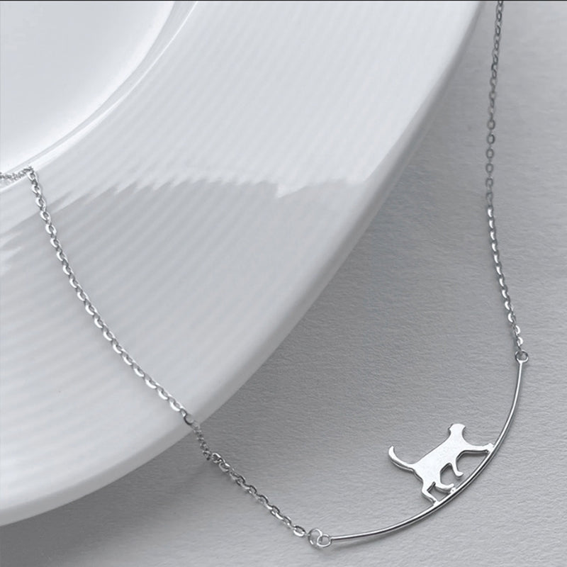 1+1 Offer: Climbing Cat Necklace in Silver