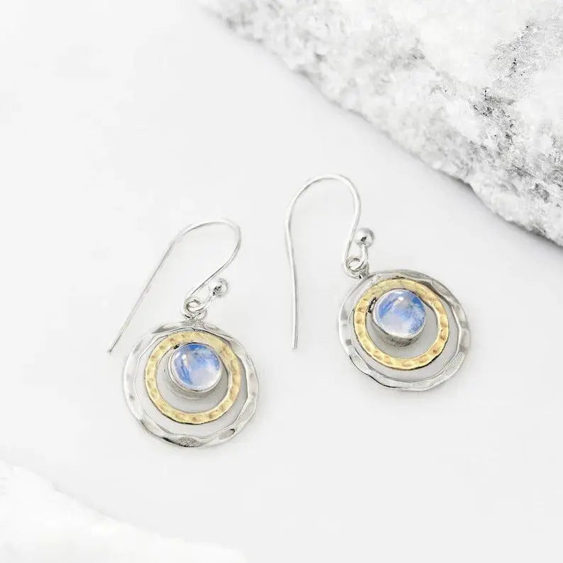 1+1 Offer: Boho Saturn with Turquoise Opal Earrings