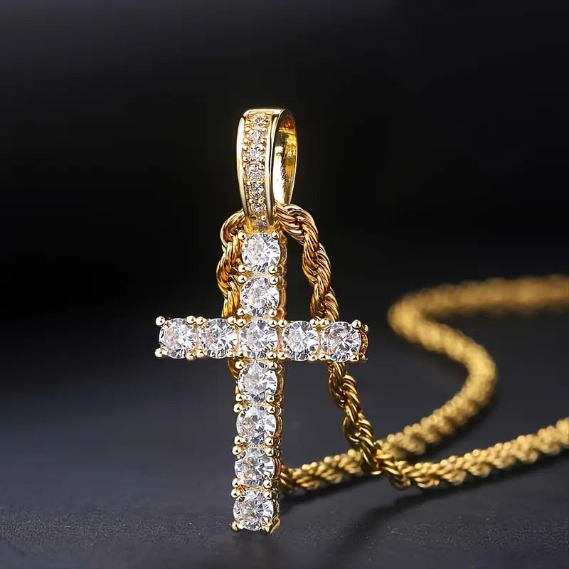 Iced Chics Hip Hop Cross Pendant Necklace