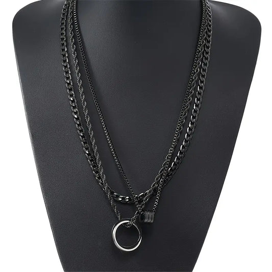 Men's Opulent Obsidian Black Stainless Cuban Chain