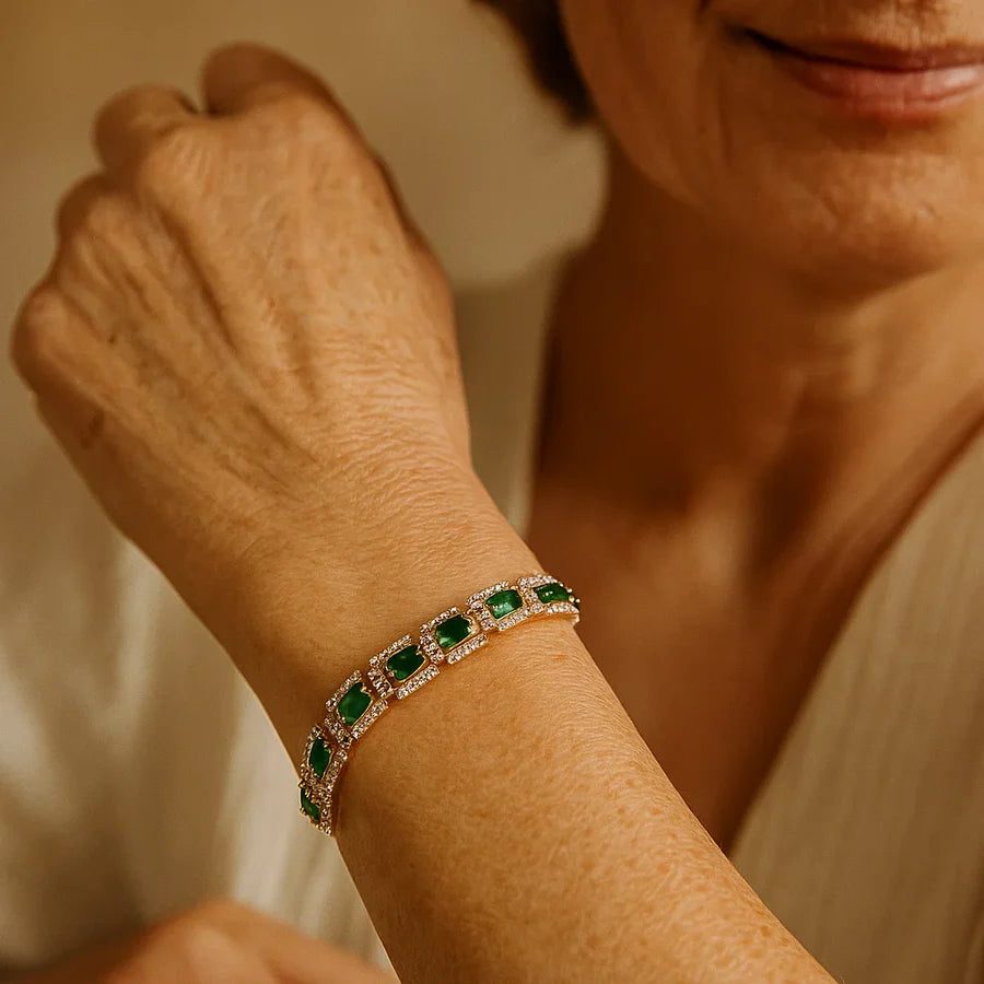 Emerald Green Statement Gold Bracelet