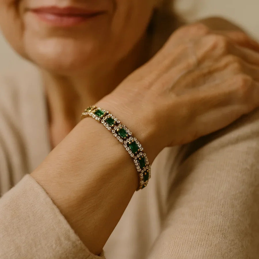 Emerald Green Statement Gold Bracelet