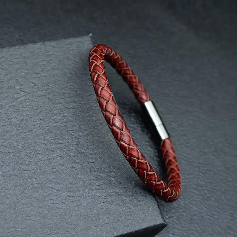 Braided Leather Wristband 6mm Vintage Couture Edition