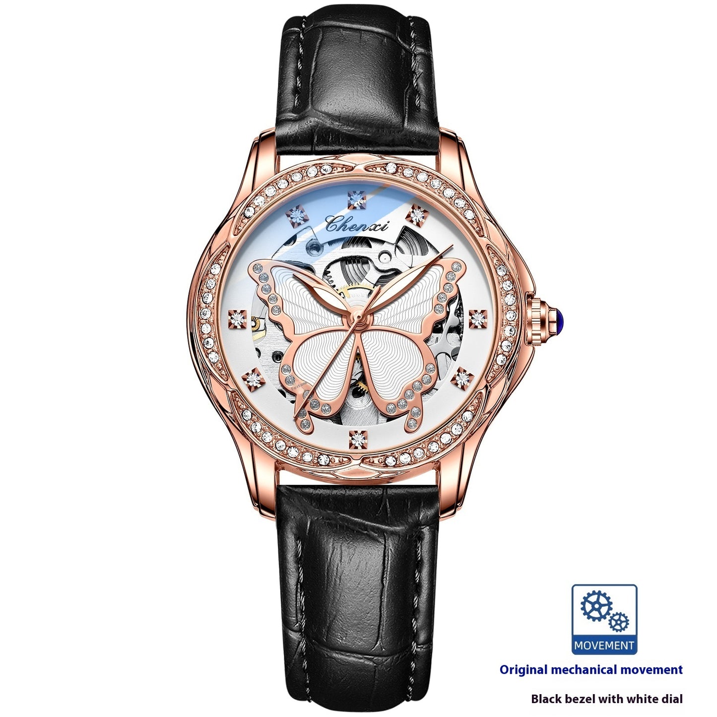 Butterfly Dial Diamond Embedded Watch For Women Automatic