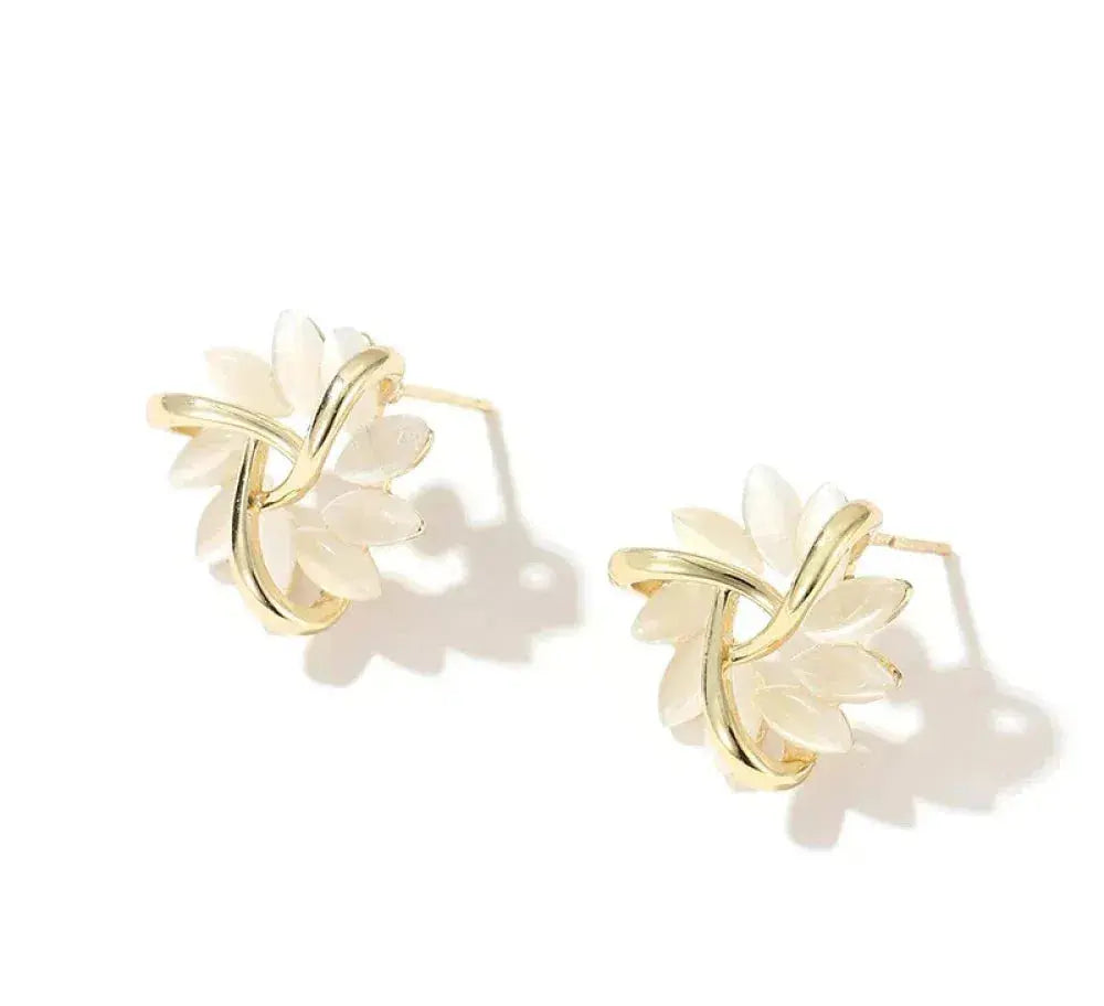1+1 Offer: Elegant and exquisite opal petal circle stud earrings in gold