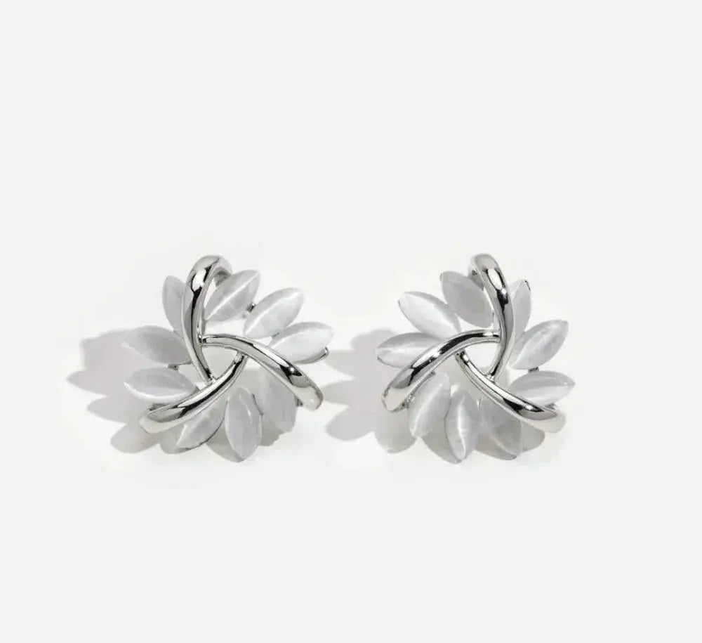 1+1 Offer: Elegant and exquisite opal petal circle stud earrings in gold