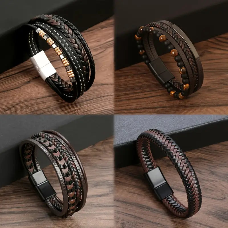 Luxurious Tiger Eye Faux Leather Magnetic Bracelets
