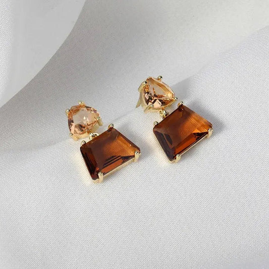 1+1 Offer: Elegant Desert Crystal Earrings in Gold