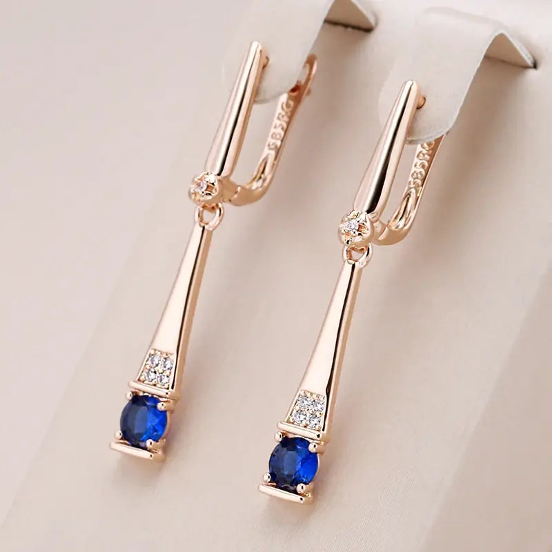 1+1 Offer: Blue Crystal Pendant Earrings in Gold