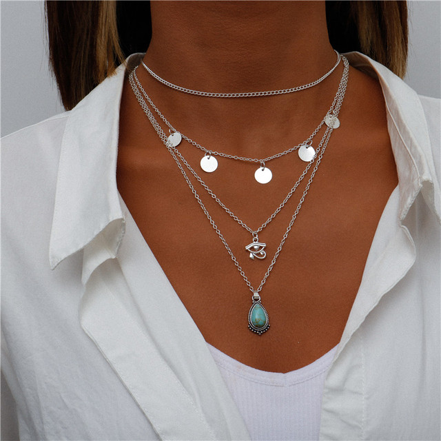 1+1 Offer: Blue Stone Silver Necklace