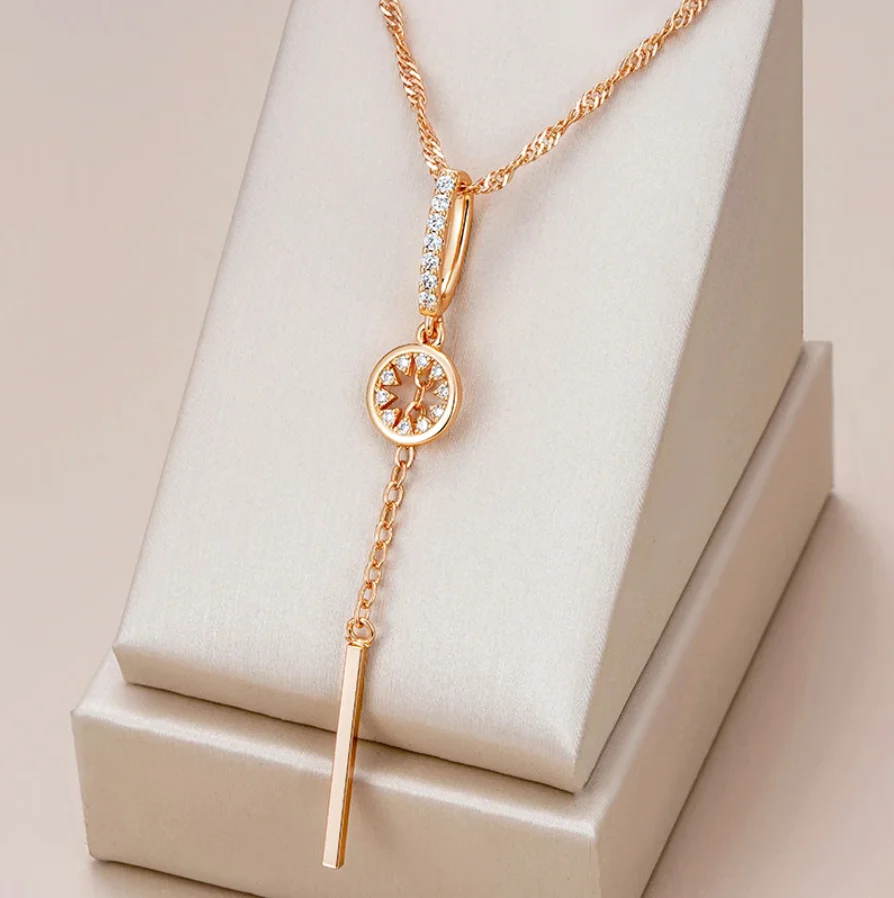 1+1 Offer: Elegant Rounded Crystal Necklace in Gold