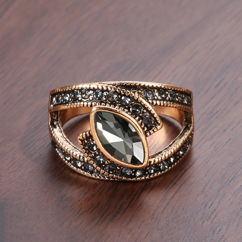 1+1 Offer: Elegant Black Crystal Ring