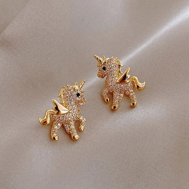 Sparkling Gold Unicorn Earrings